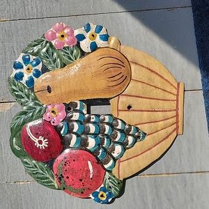 Vintage Primative Handpainted Metal Lightswitch Cover